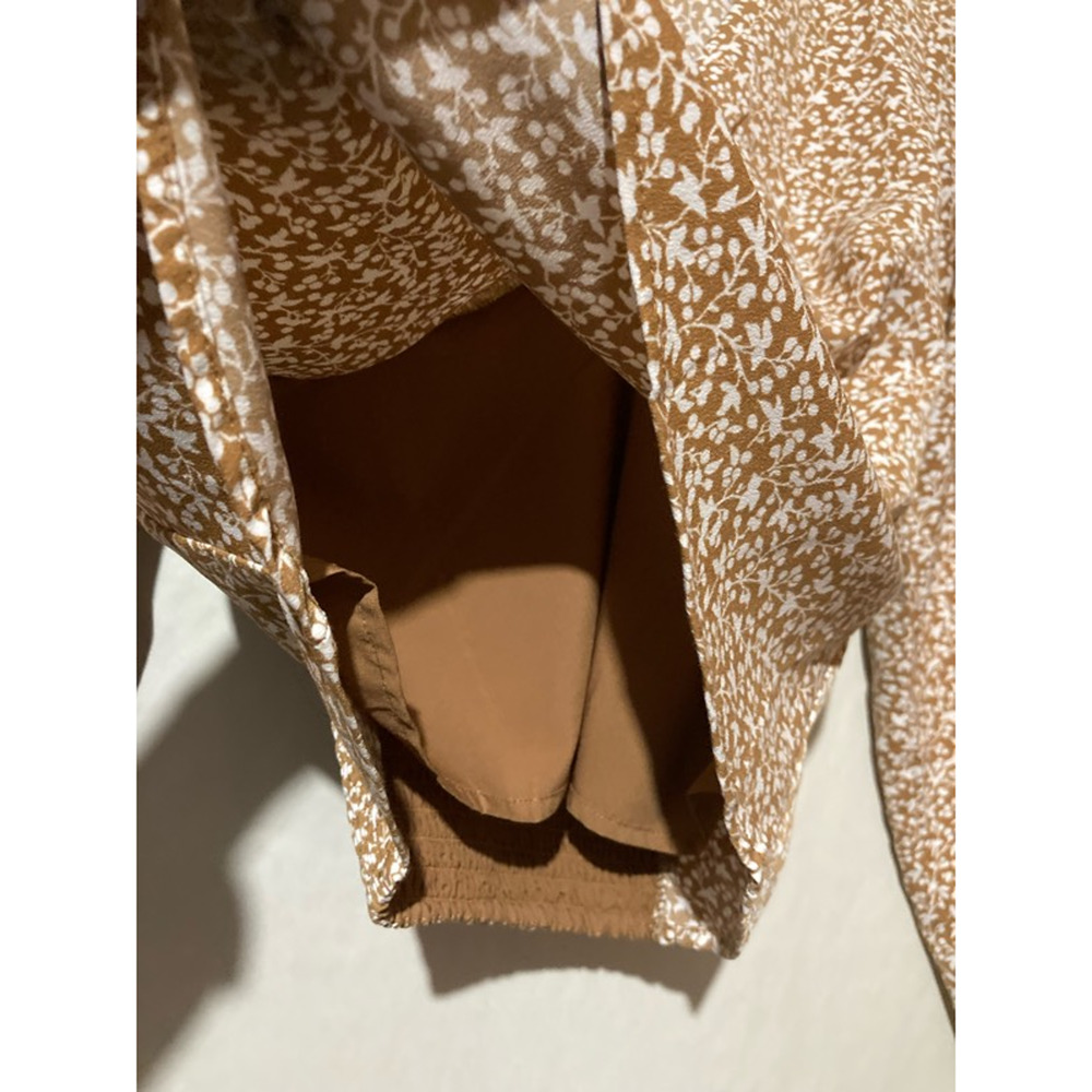 Abercrombie & Fitch Twist Front Top Women's S Brown Floral Long Sleeve V Neck - Picture 3 of 8